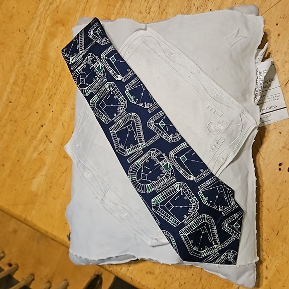 Josh Bach Other - Josh Bach 100% Silk Blue Neck Tie Major League Old Ballparks Baseball Stadiums